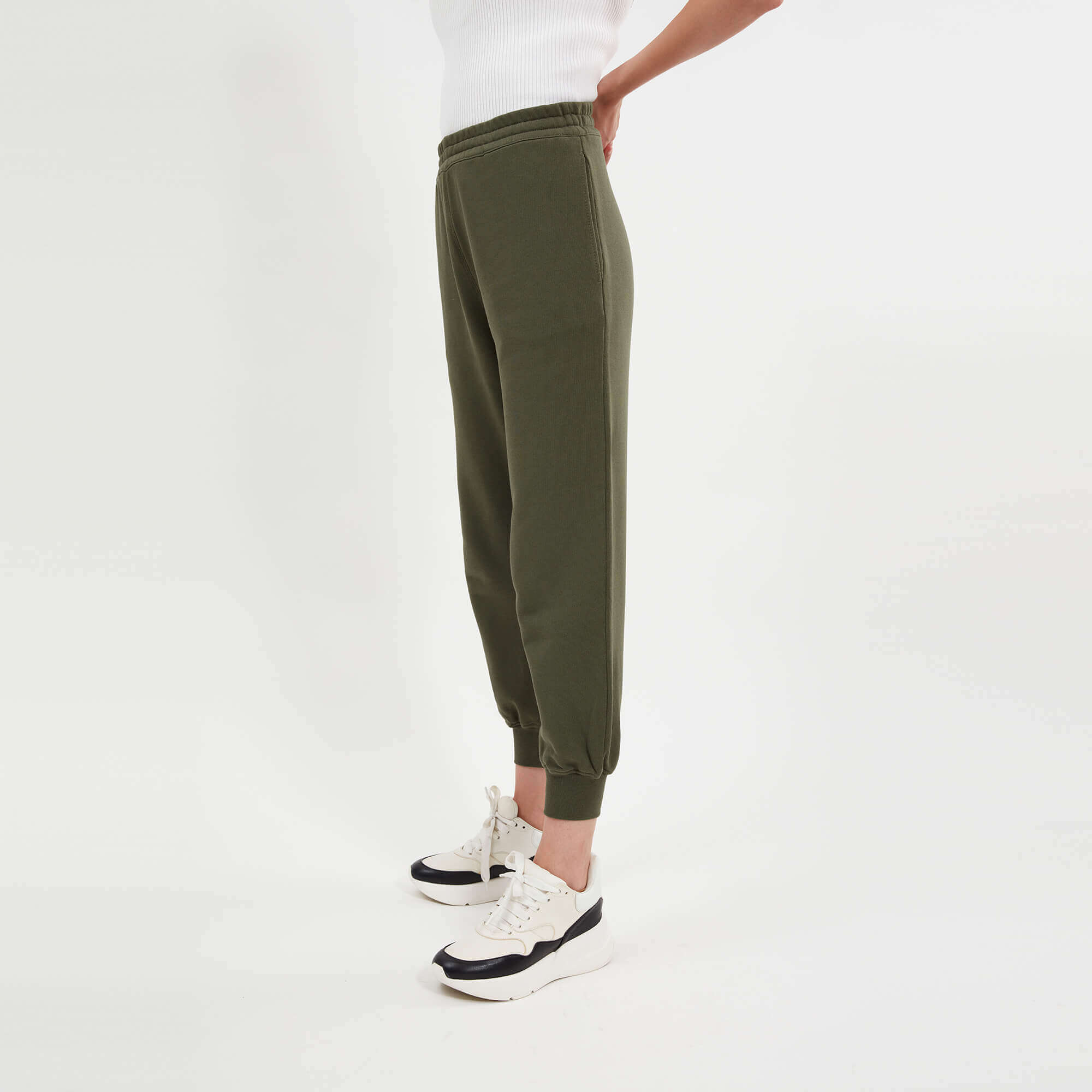 Alexander McQueen - Khaki Cotton Logo Print Drawstring Waist Jogger Pants